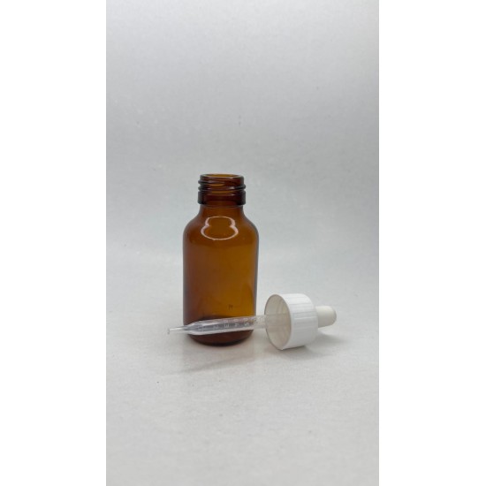 50 ml Kahverengi (Amber) Ecza Şişesi LDK (Lastikli Dereceli Damlalıklı Kapaklı)