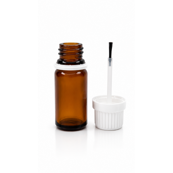 10 ml Kahverengi (Amber) Cam Şişe Beyaz Fırçalı Kapaklı