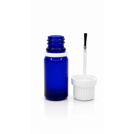 10 ml Mavi (Kobalt) Cam Şişe Beyaz Fırçalı Kapaklı