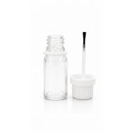 10 ml Şeffaf Cam Şişe Beyaz Fırçalı Kapaklı