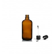 100 ml Kahverengi (Amber) Cam Şişe Siyah Fırçalı Kapaklı