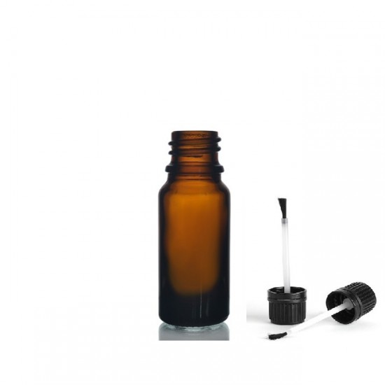 10 ml Kahverengi (Amber) Cam Şişe Siyah Fırçalı Kapaklı