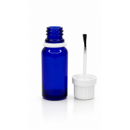 20 ml Mavi (Kobalt) Cam Şişe Beyaz Fırçalı Kapaklı