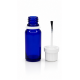 20 ml Mavi (Kobalt) Cam Şişe Beyaz Fırçalı Kapaklı