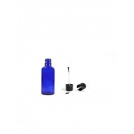 20 ml Mavi (Kobalt) Cam Şişe Siyah Fırçalı Kapaklı