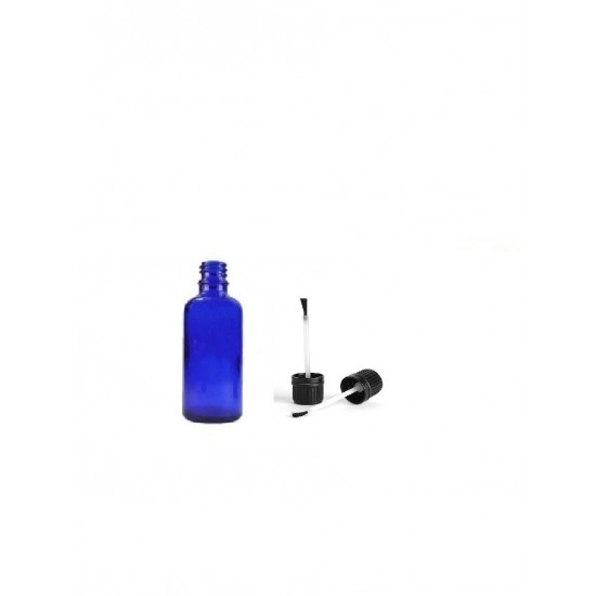 20 ml Mavi (Kobalt) Cam Şişe Siyah Fırçalı Kapaklı