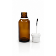 30 ml Kahverengi (Amber) Cam Şişe Beyaz Fırçalı Kapaklı