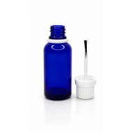 30 ml Mavi (Kobalt) Cam Şişe Beyaz Fırçalı Kapaklı