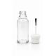 30 ml Şeffaf Cam Şişe Beyaz Fırçalı Kapaklı
