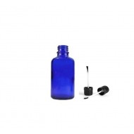 30 ml Mavi (Kobalt) Cam Şişe Siyah Fırçalı Kapaklı