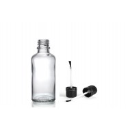 30 ml Şeffaf Cam Şişe Siyah Fırçalı Kapaklı