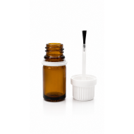 5 ml Kahverengi (Amber) Cam Şişe Beyaz Fırçalı Kapaklı