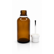 50 ml Kahverengi (Amber) Cam Şişe Beyaz Fırçalı Kapaklı
