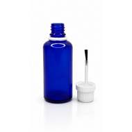 50 ml Mavi (Kobalt) Cam Şişe Beyaz Fırçalı Kapaklı