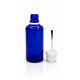 50 ml Mavi (Kobalt) Cam Şişe Beyaz Fırçalı Kapaklı