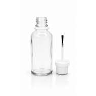 50 ml Şeffaf Cam Şişe Beyaz Fırçalı Kapaklı
