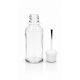 50 ml Şeffaf Cam Şişe Beyaz Fırçalı Kapaklı