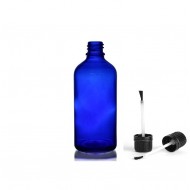 50 ml Mavi (Kobalt) Cam Şişe Siyah Fırçalı Kapaklı