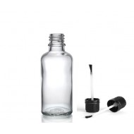 50 ml Şeffaf Cam Şişe Siyah Fırçalı Kapaklı