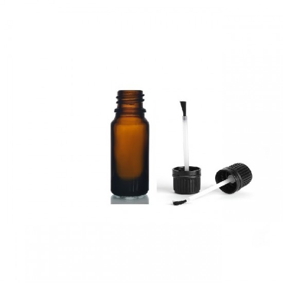5 ml Kahverengi (Amber) Cam Şişe Siyah Fırçalı Kapaklı
