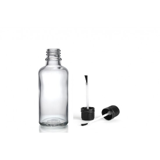 30 ml Şeffaf Cam Şişe Siyah Fırçalı Kapaklı