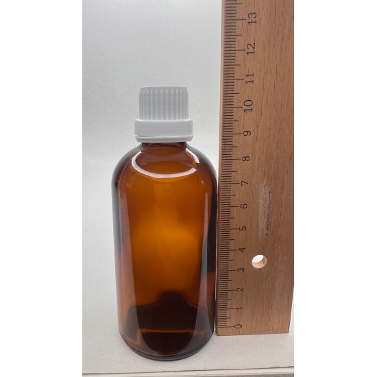 100 ml Kahverengi (Amber) Cam Şişe Beyaz Fırçalı Kapaklı