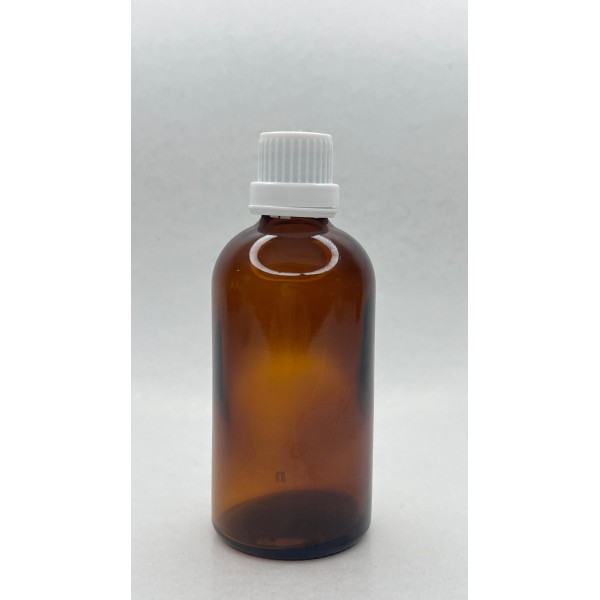 100 ml Kahverengi (Amber) Cam Şişe Beyaz Fırçalı Kapaklı