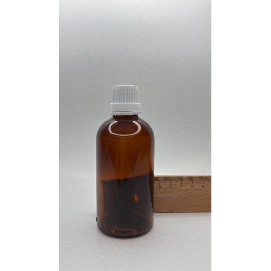 100 ml Kahverengi (Amber) Cam Şişe Beyaz Fırçalı Kapaklı