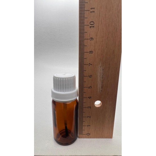 10 ml Kahverengi (Amber) Cam Şişe Beyaz Fırçalı Kapaklı