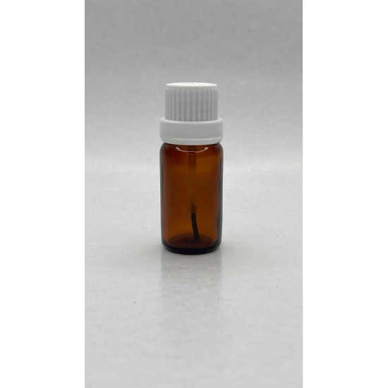 10 ml Kahverengi (Amber) Cam Şişe Beyaz Fırçalı Kapaklı