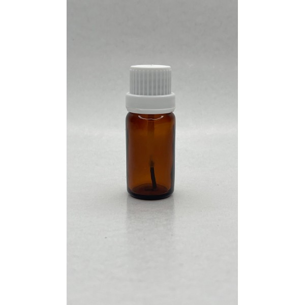 10 ml Kahverengi (Amber) Cam Şişe Beyaz Fırçalı Kapaklı