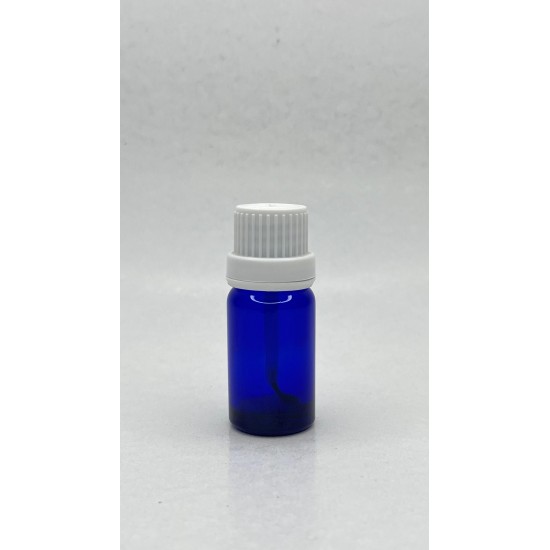 10 ml Mavi (Kobalt) Cam Şişe Beyaz Fırçalı Kapaklı