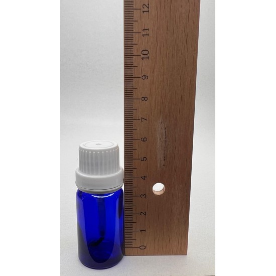 10 ml Mavi (Kobalt) Cam Şişe Beyaz Fırçalı Kapaklı