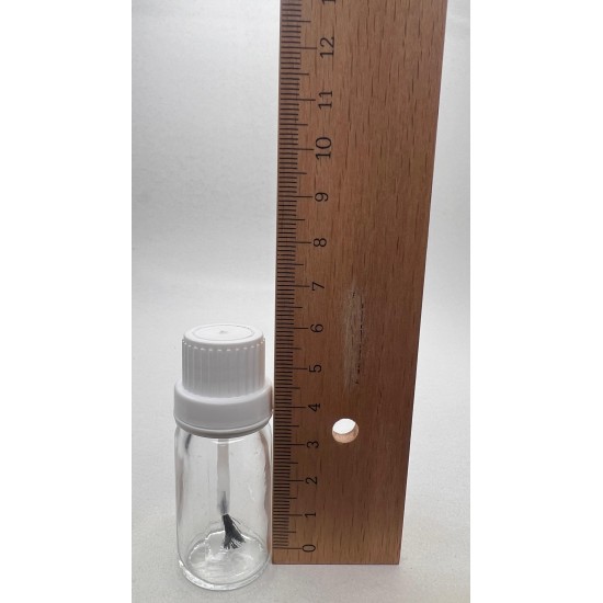 10 ml Şeffaf Cam Şişe Beyaz Fırçalı Kapaklı