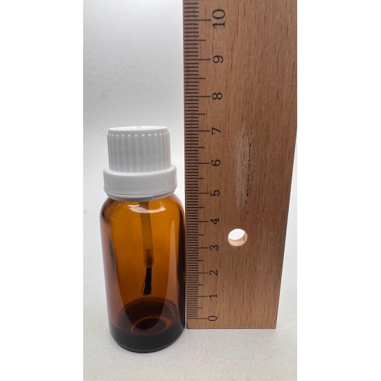 20 ml Kahverengi (Amber) Cam Şişe Siyah Fırçalı Kapaklı