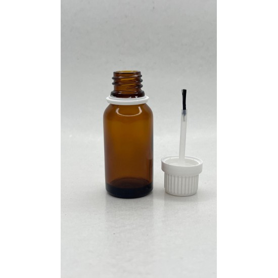 20 ml Kahverengi (Amber) Cam Şişe Siyah Fırçalı Kapaklı