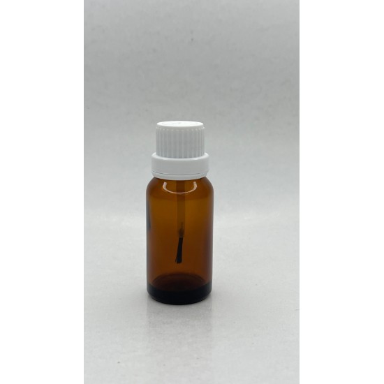 20 ml Kahverengi (Amber) Cam Şişe Siyah Fırçalı Kapaklı