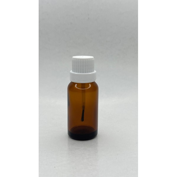 20 ml Kahverengi (Amber) Cam Şişe Siyah Fırçalı Kapaklı