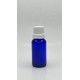 20 ml Mavi (Kobalt) Cam Şişe Beyaz Fırçalı Kapaklı