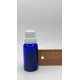 20 ml Mavi (Kobalt) Cam Şişe Beyaz Fırçalı Kapaklı