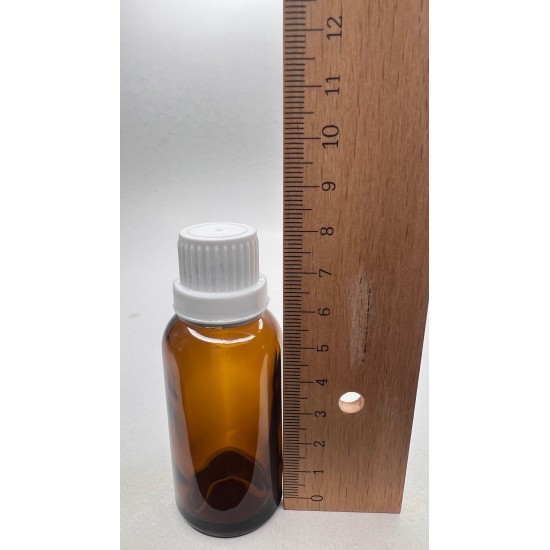 30 ml Kahverengi (Amber) Cam Şişe Beyaz Fırçalı Kapaklı