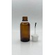 30 ml Kahverengi (Amber) Cam Şişe Beyaz Fırçalı Kapaklı