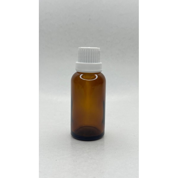 30 ml Kahverengi (Amber) Cam Şişe Beyaz Fırçalı Kapaklı