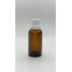 30 ml Kahverengi (Amber) Cam Şişe Beyaz Fırçalı Kapaklı