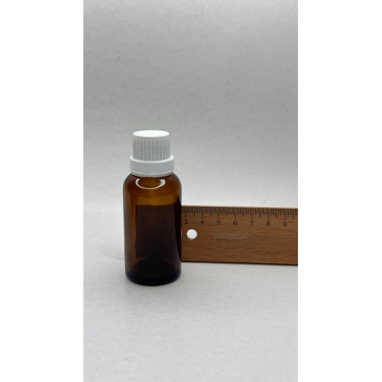 30 ml Kahverengi (Amber) Cam Şişe Beyaz Fırçalı Kapaklı