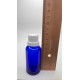 30 ml Mavi (Kobalt) Cam Şişe Beyaz Fırçalı Kapaklı
