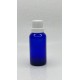 30 ml Mavi (Kobalt) Cam Şişe Beyaz Fırçalı Kapaklı