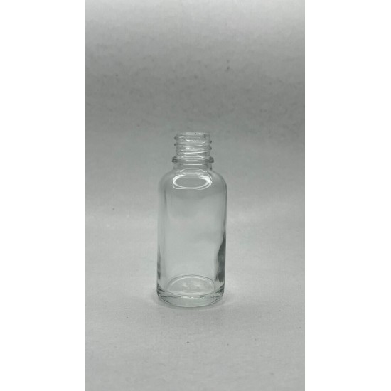 30 ml Şeffaf Cam Şişe Beyaz Fırçalı Kapaklı