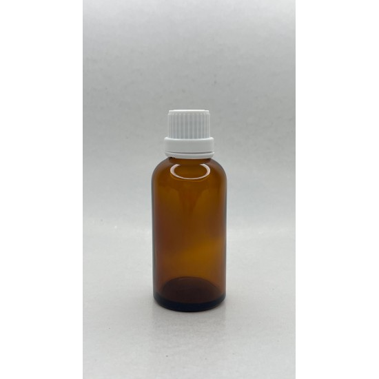 50 ml Kahverengi (Amber) Cam Şişe Beyaz Fırçalı Kapaklı