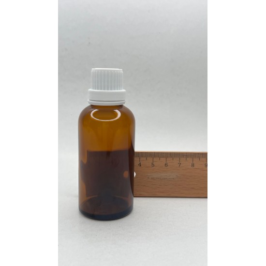 50 ml Kahverengi (Amber) Cam Şişe Beyaz Fırçalı Kapaklı